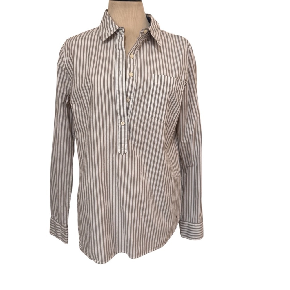 Tommy Hilfiger women’s Striped Button Down Shirt - Gray and White